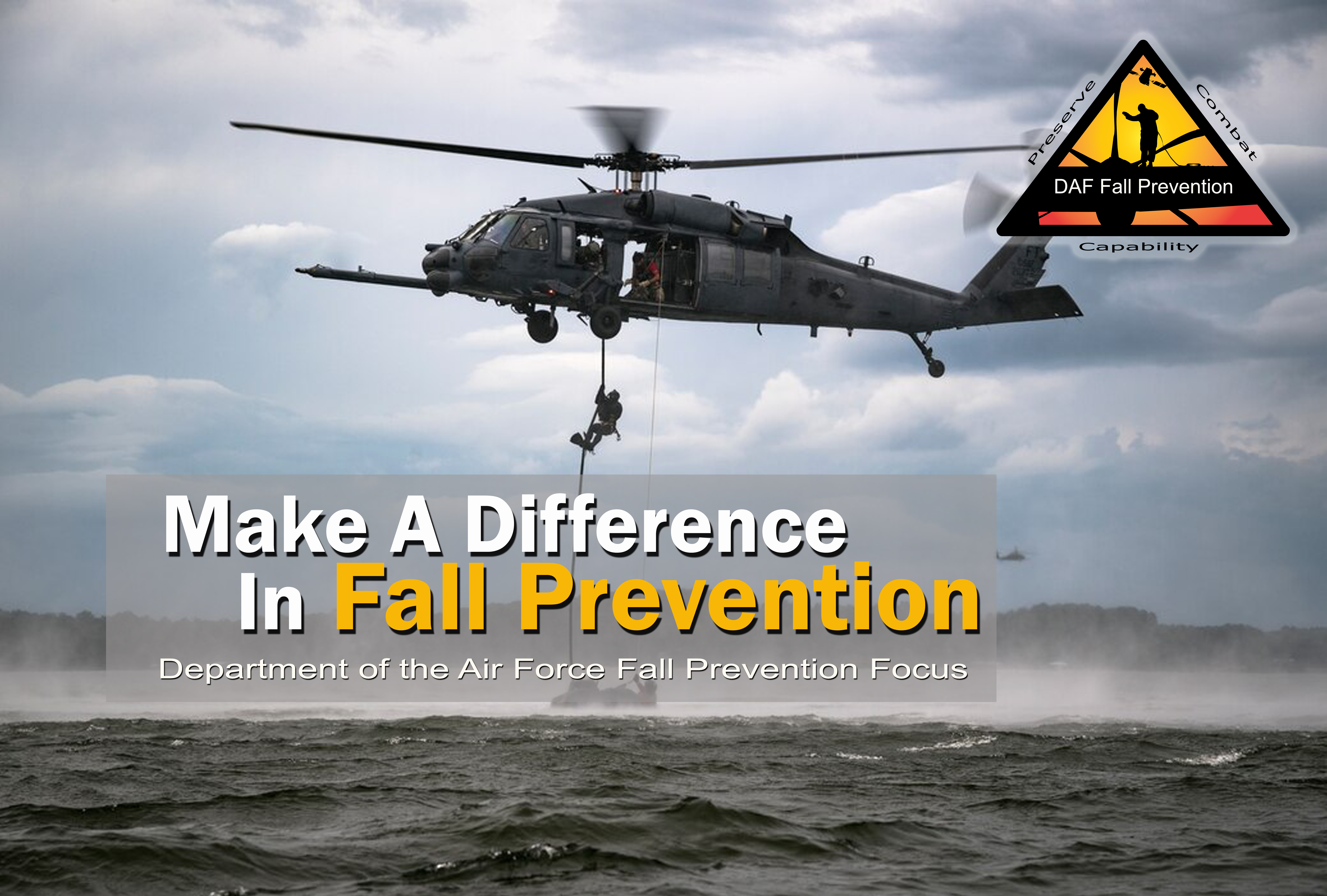 Make A Difference In Fall Prevention - Airmen repelling from Helicopter